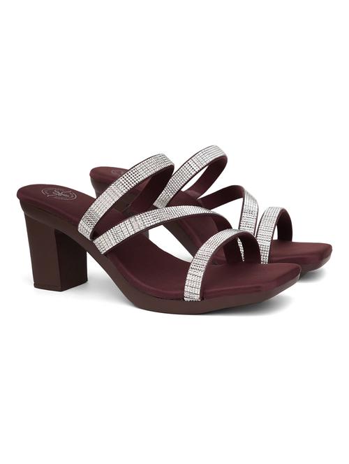 women brown embellished slip on block heels - 21991834 -  Standard Image - 0