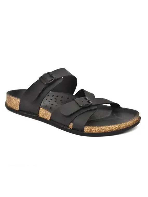 men black slip on sandal - 21991902 -  Standard Image - 1