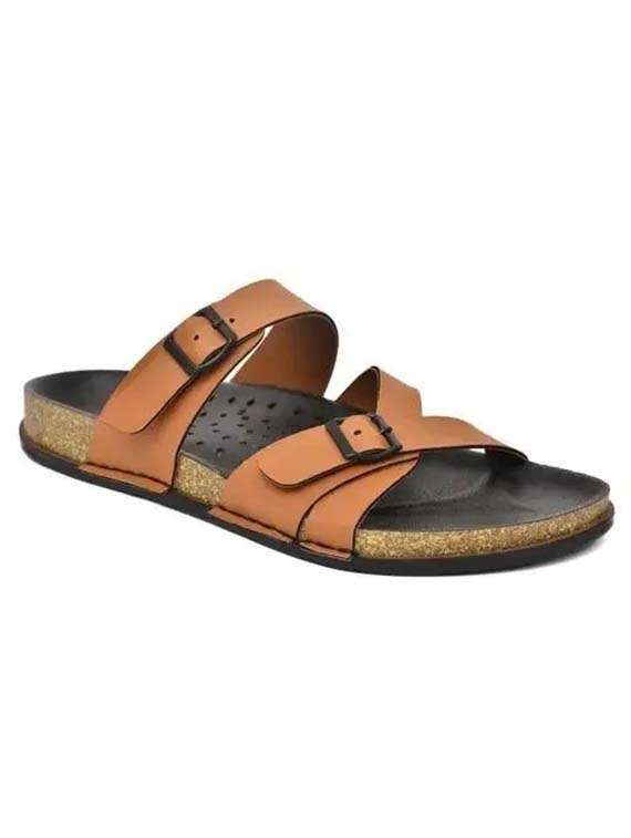 men tan slip on sandal - 21991904 -  Standard Image - 1