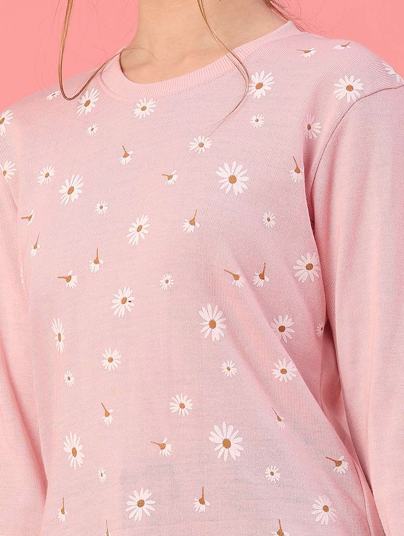 women floral long sleeve waist length pullover - 21991943 -  Standard Image - 4