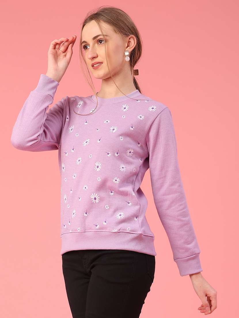 women floral long sleeve waist length pullover - 21991986 -  Standard Image - 1