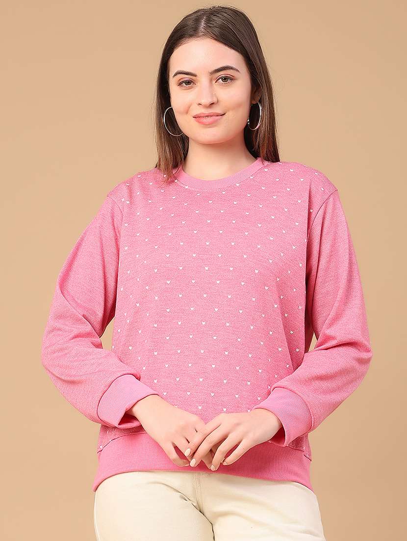 women printed long sleeve waist length pullover - 21991988 -  Standard Image - 1