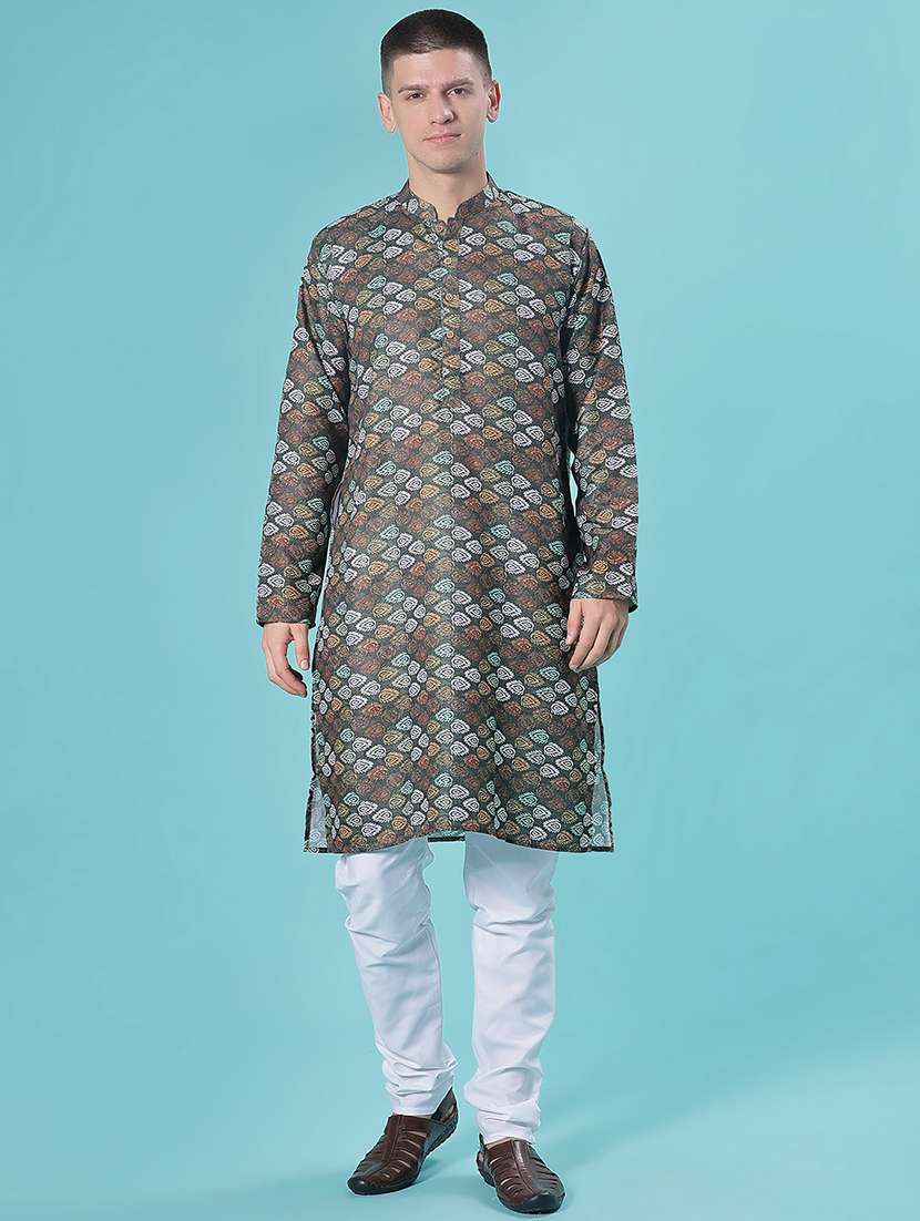 men long sleeve kurta and pyjama set - 21991991 -  Standard Image - 1
