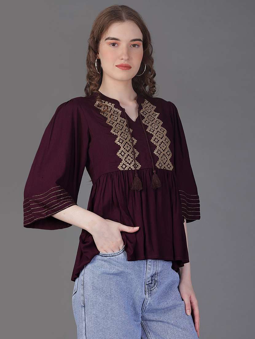 women self designedthree quarter sleeve kurti - 21991995 -  Standard Image - 1