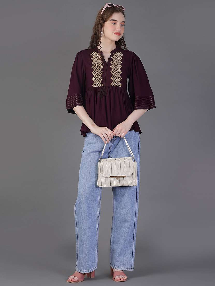 women self designedthree quarter sleeve kurti - 21991995 -  Standard Image - 4