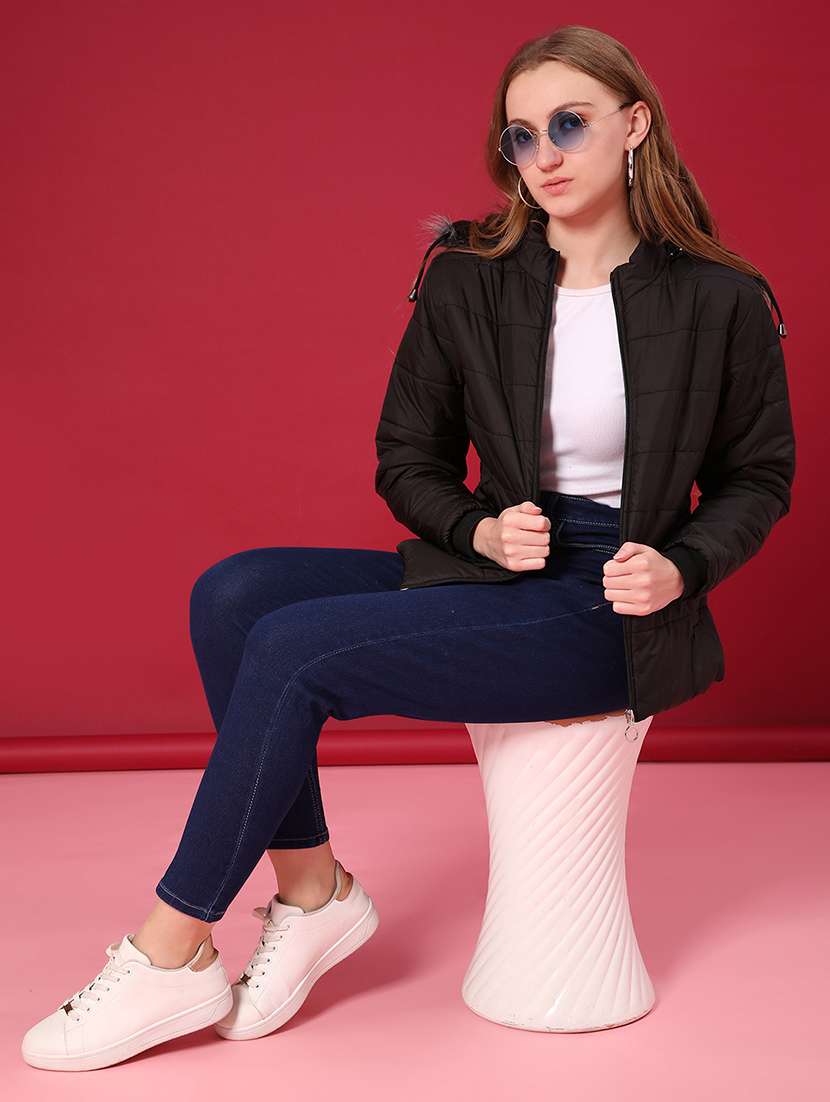 women solid long sleeve puffer jacket - 21992015 -  Standard Image - 4