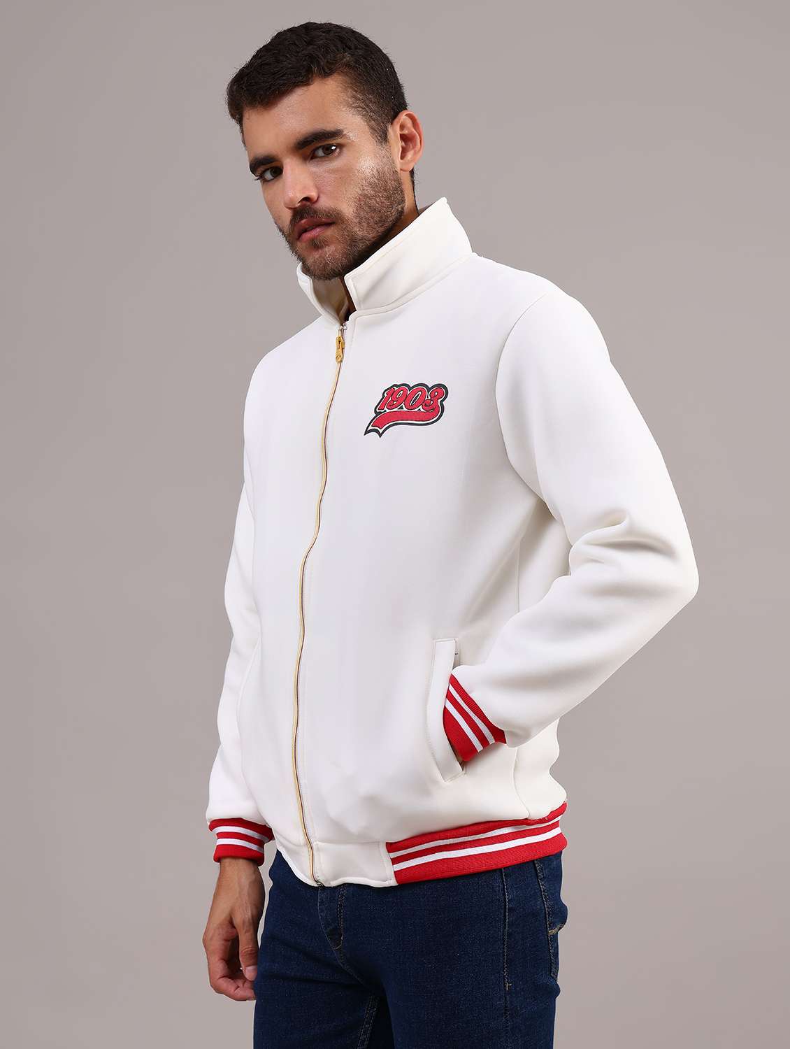 men solid stand collar long sleeve casual jacket - 21992098 -  Standard Image - 6