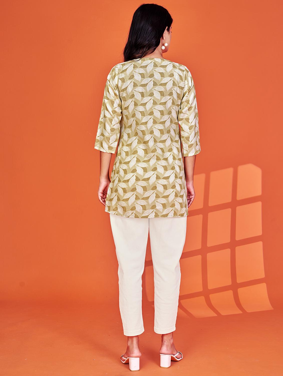 women printed three quarter sleeve straight kurti - 21992224 - Standard Image - 4