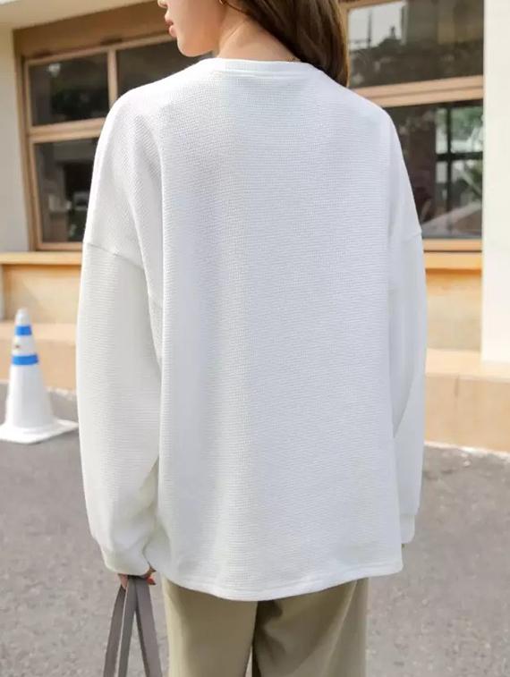 women solid long sleeve loose fit winter top - 21992413 - Standard Image - 4