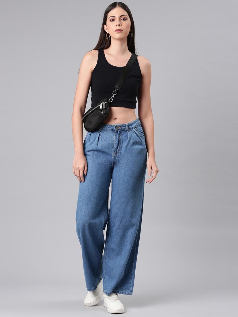 women solid mid rise wide leg jean - 21992421 - Standard Image - 6
