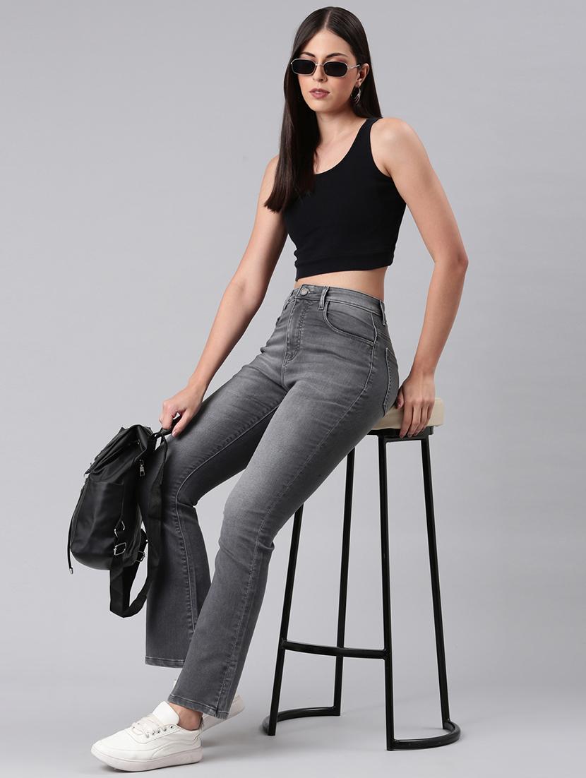 women solid mid rise bootcut jean - 21992424 - Standard Image - 1