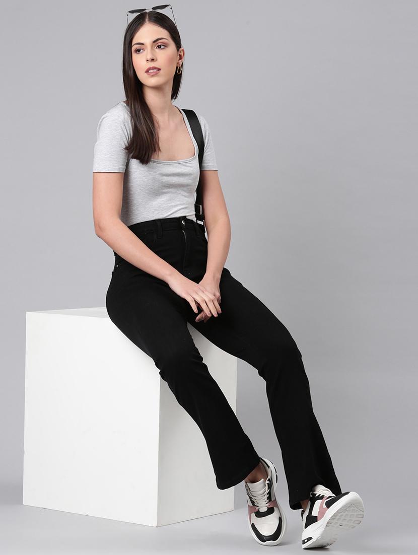 women solid high rise bootcut jean - 21992425 - Standard Image - 6