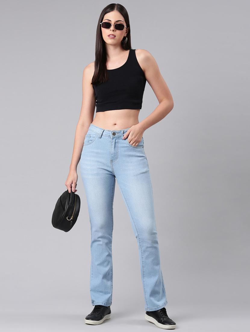 women washed mid rise bootcut jean - 21992426 - Standard Image - 1
