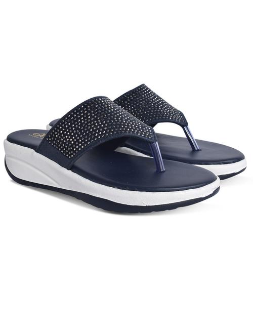 women navy blue solid slip on wedge - 21992431 -  Standard Image - 0