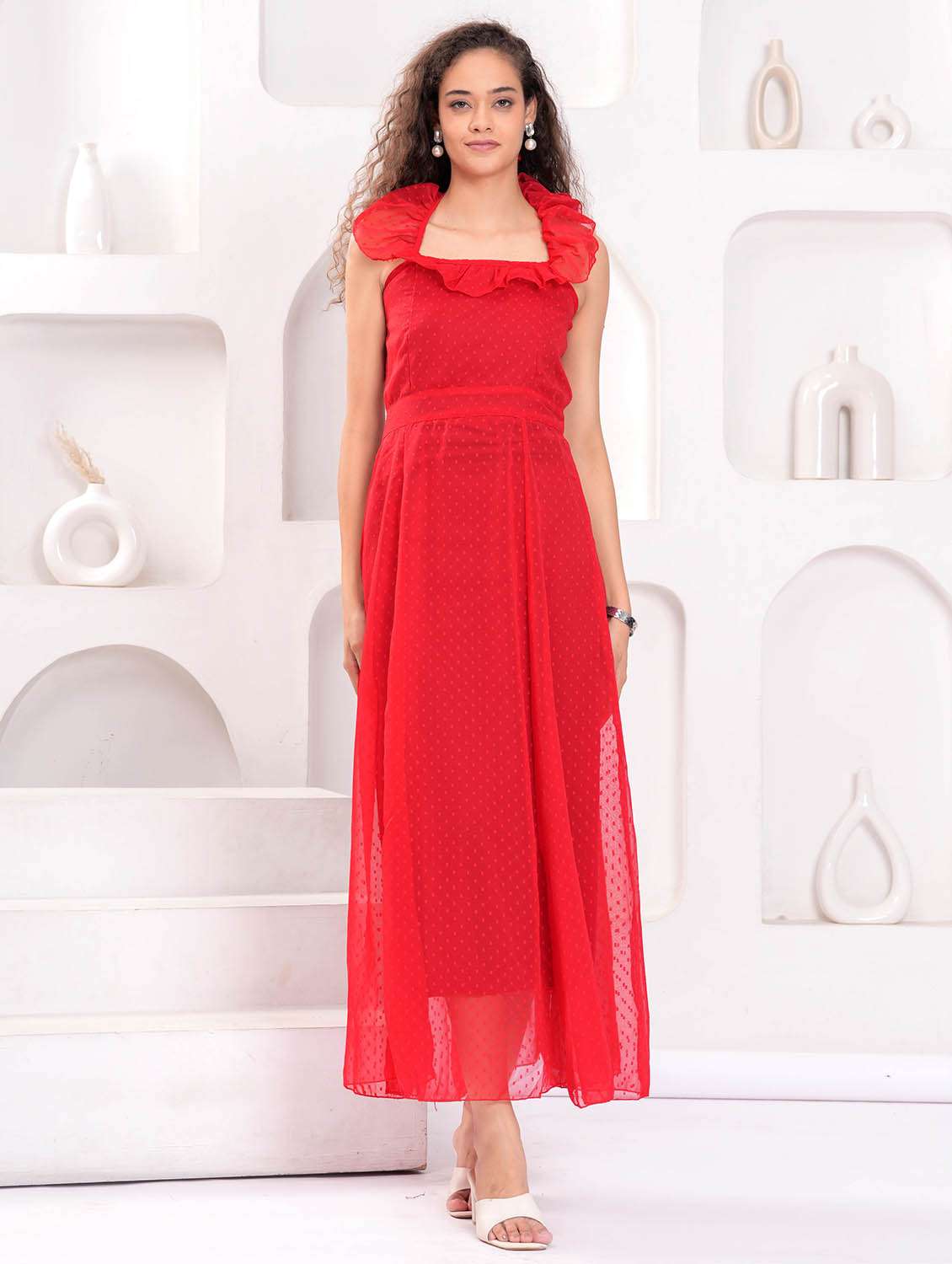 women self designed halter neck backless maxi dress