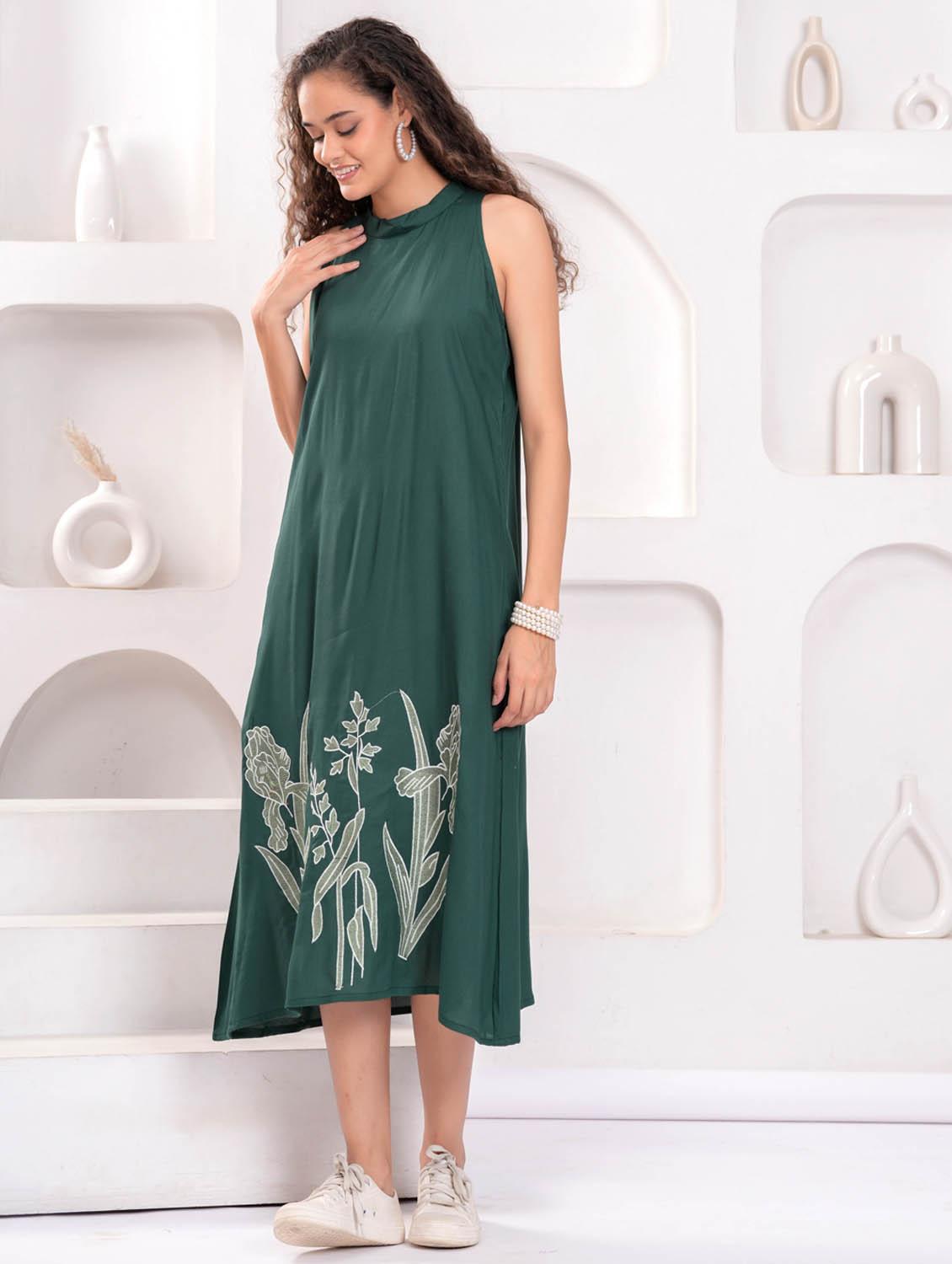 women printed halter neck sleeveless a-line dress - 21992453 -  Standard Image - 1