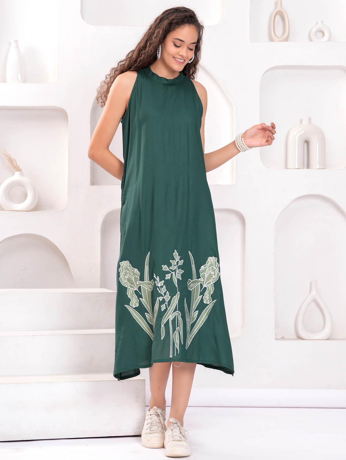 women printed halter neck sleeveless a-line dress - 21992453 - Standard Image - 4