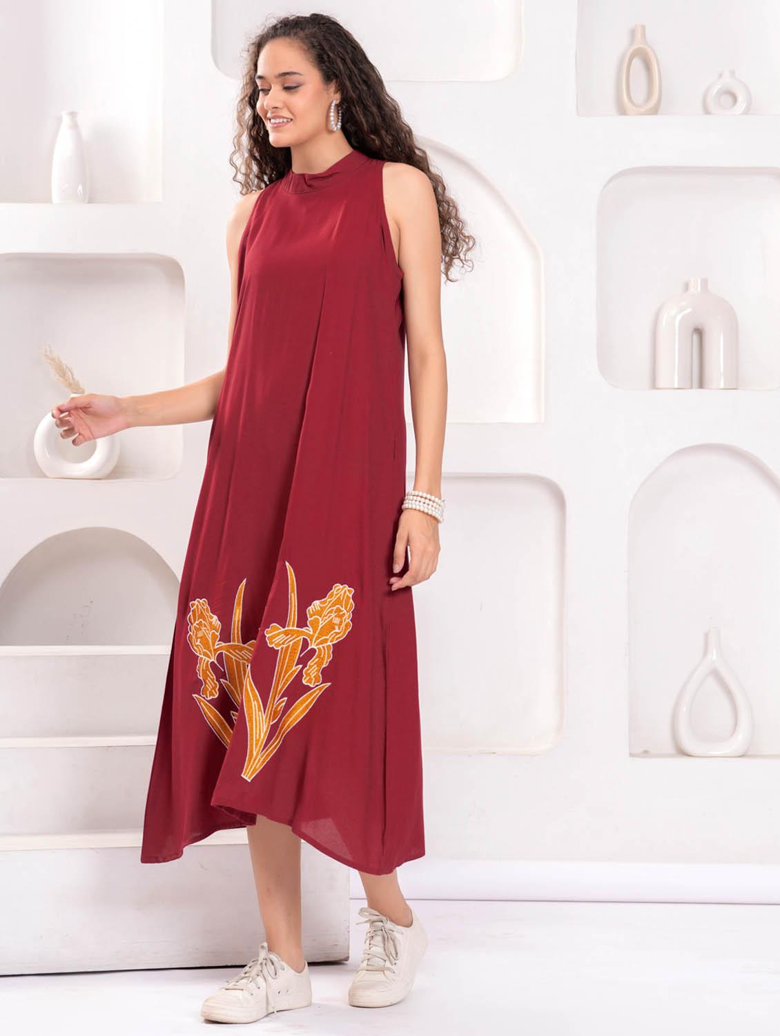 women printed halter neck sleeveless a-line dress - 21992454 - Standard Image - 1
