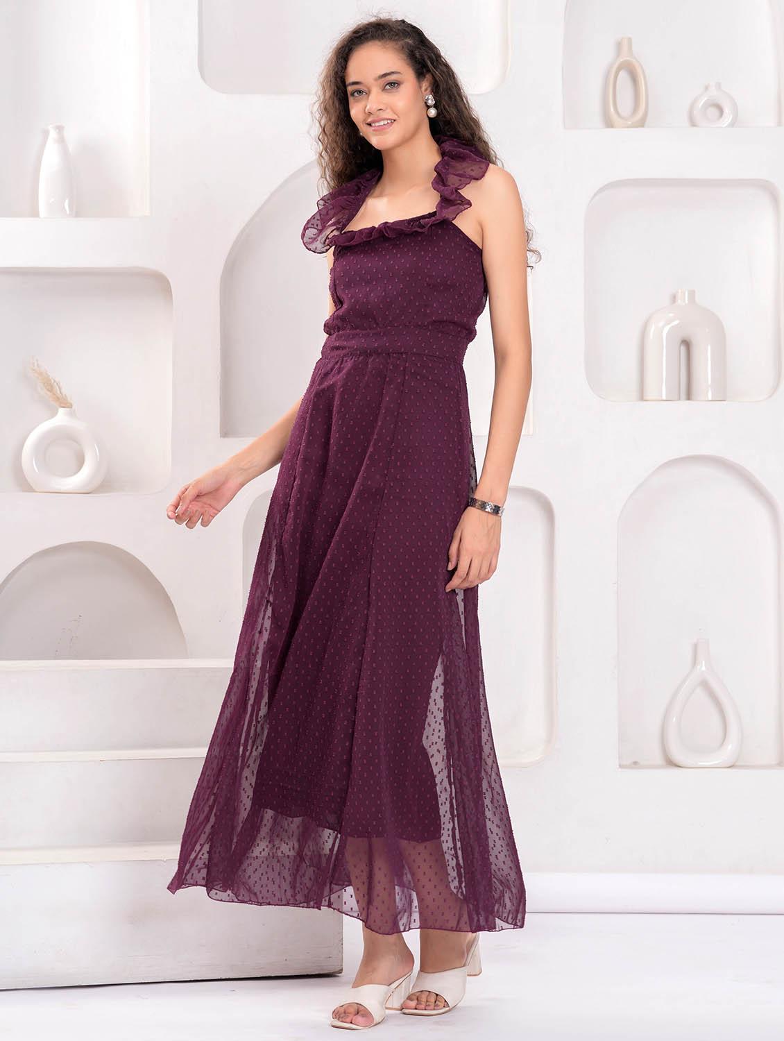 women self designed halter neck backless maxi dress - 21992490 -  Standard Image - 1
