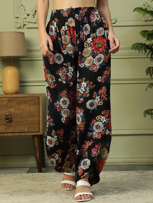 women floral print high rise flared palazzo - 21992508 - Standard Image - 0
