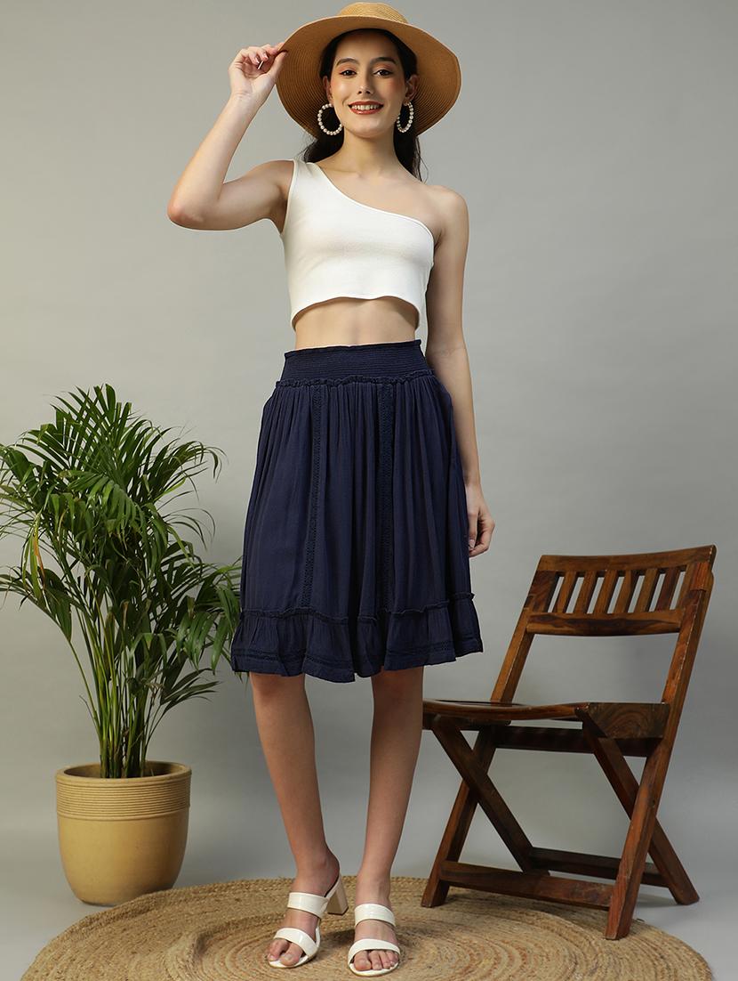 women solid mid rise tiered skirt - 21992510 - Standard Image - 4