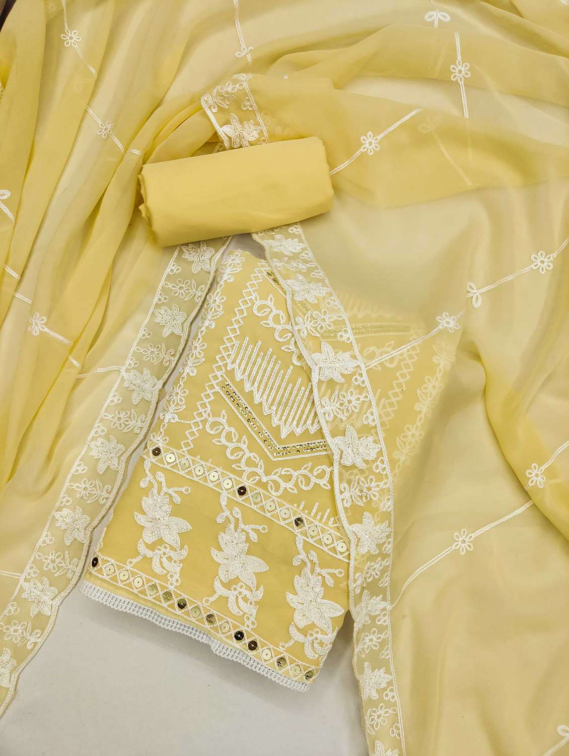 women solid with work embroidered unstitched suit set - 21992514 -  Standard Image - 1