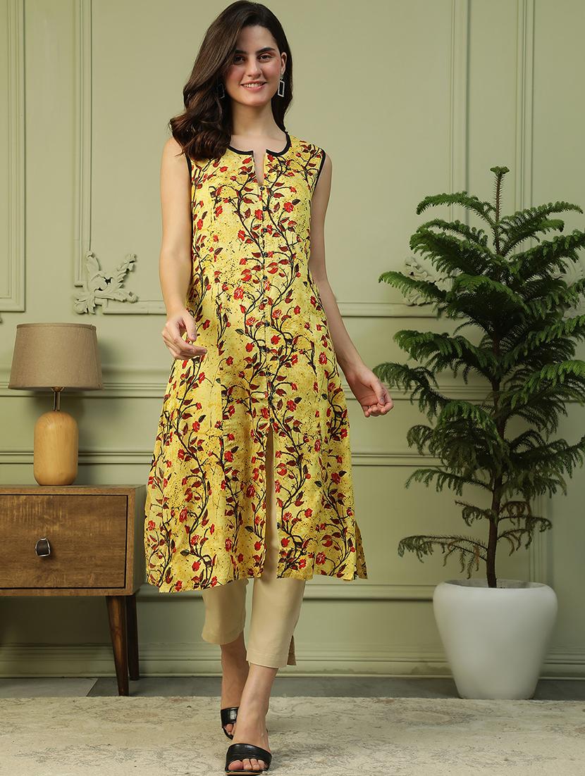 women floral print  sleeveless a-line kurta - 21992517 -  Zoom Image - 0