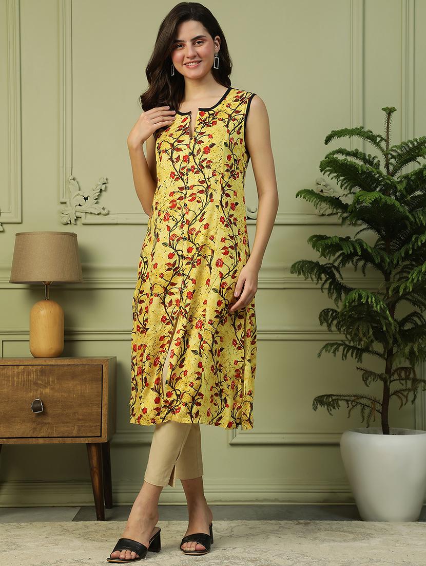 women floral print  sleeveless a-line kurta - 21992517 -  Standard Image - 1