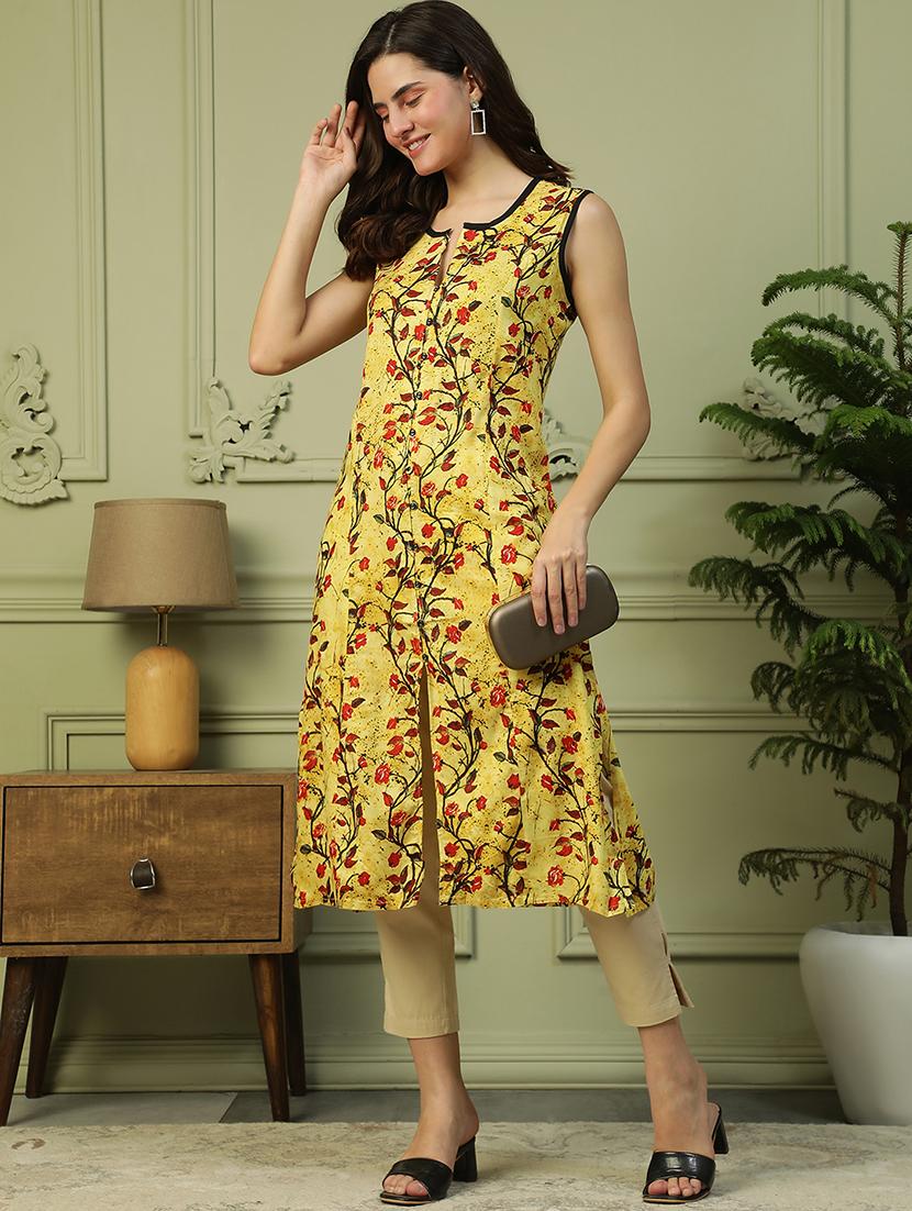women floral print sleeveless a-line kurta - 21992517 - Standard Image - 4