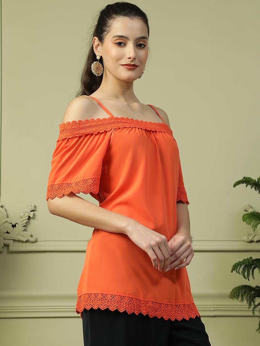 women solid off shoulder regular top - 21992520 - Standard Image - 1