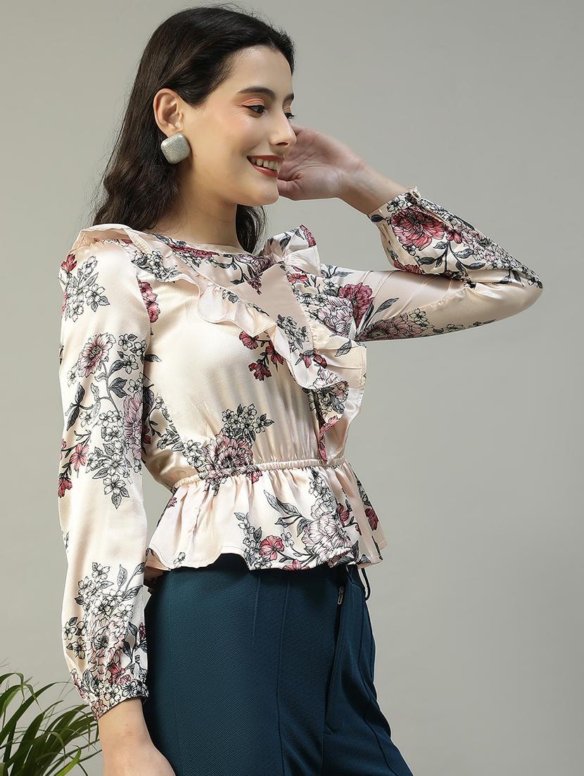 women floral print long sleeve ruffle top - 21992523 - Standard Image - 1