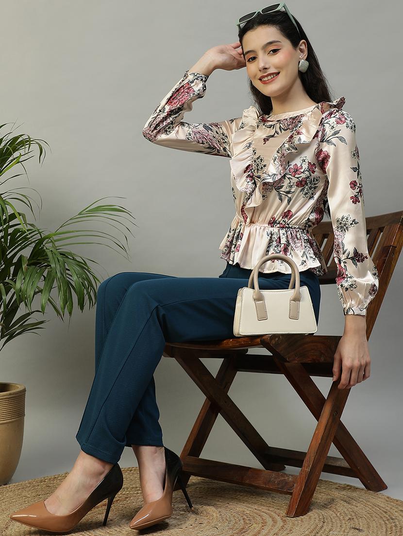 women floral print long sleeve ruffle top - 21992523 - Standard Image - 4