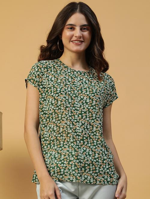 women floral print round neck regular top - 21992533 - Standard Image - 0