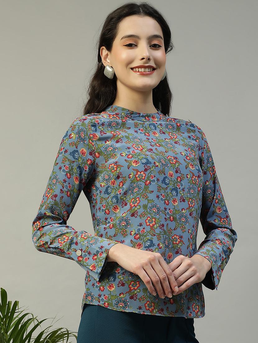 women floral print long sleeve regular top - 21992534 - Standard Image - 1