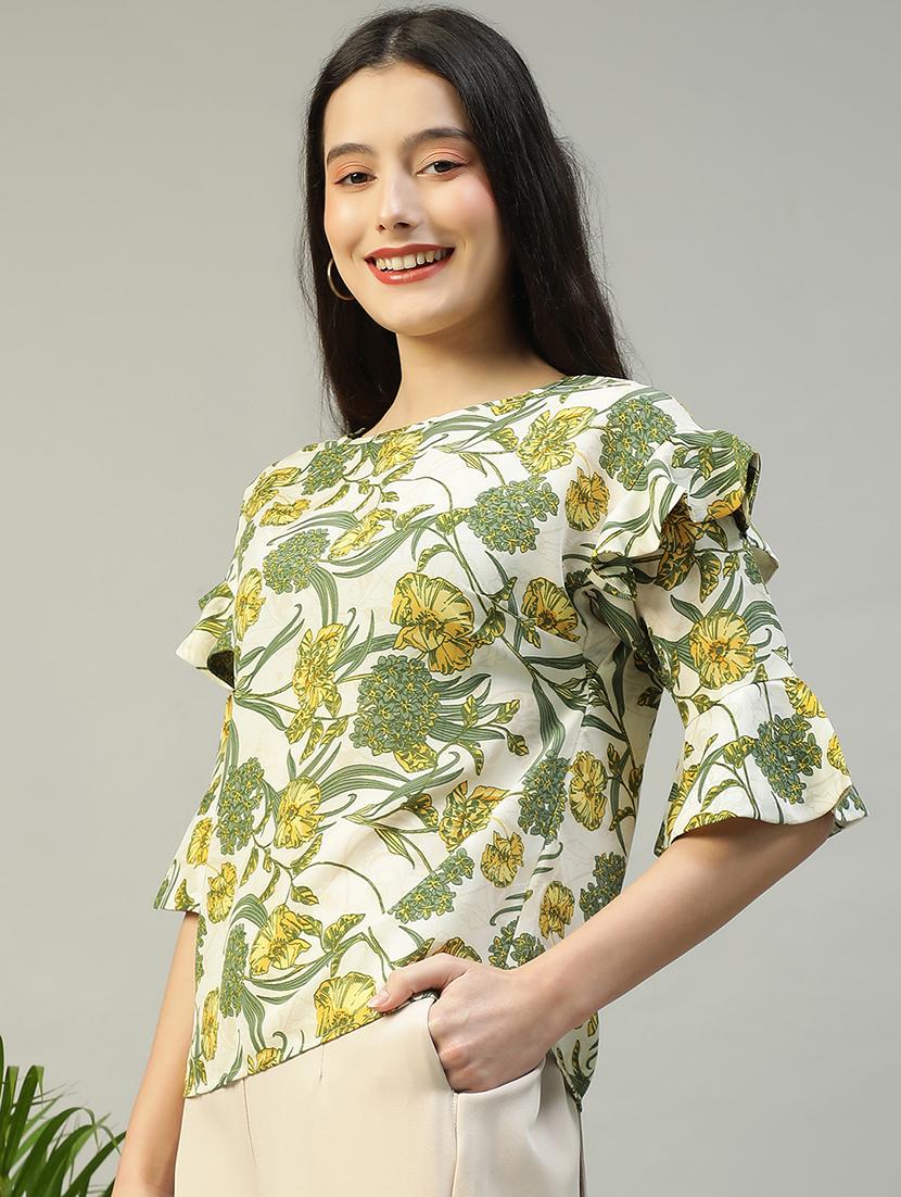 women floral print boat neck regular top - 21992542 - Standard Image - 1