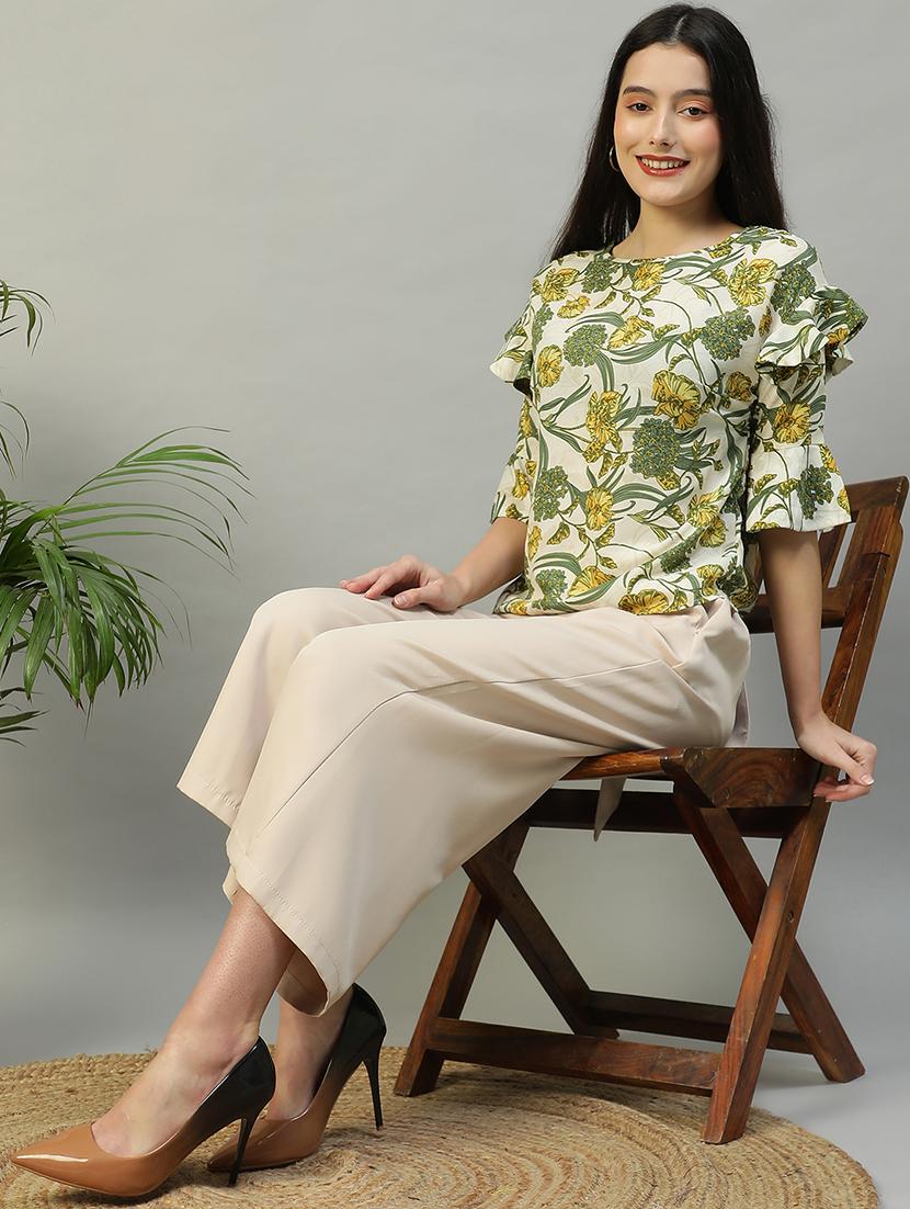 women floral print boat neck regular top - 21992542 - Standard Image - 4
