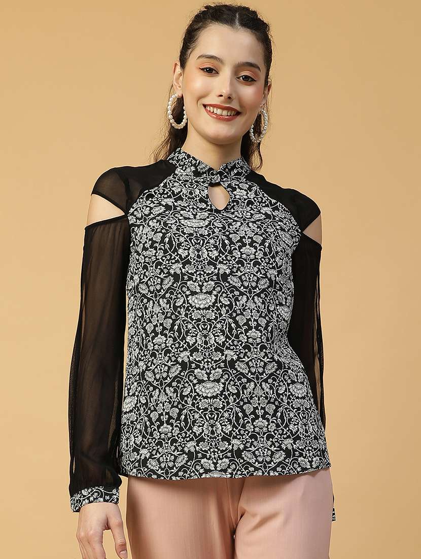 women printed cold shoulder regular top - 21992547 -  Zoom Image - 0
