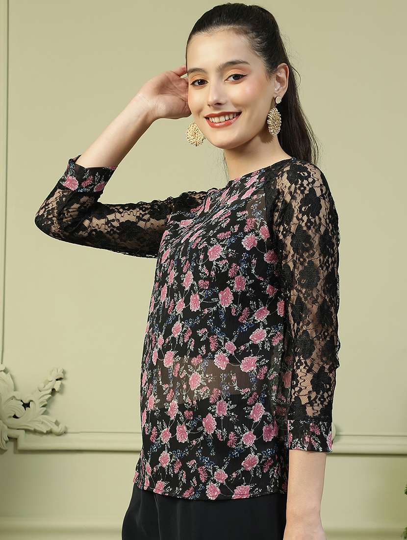 women floral print boat neck regular top - 21992550 -  Standard Image - 1