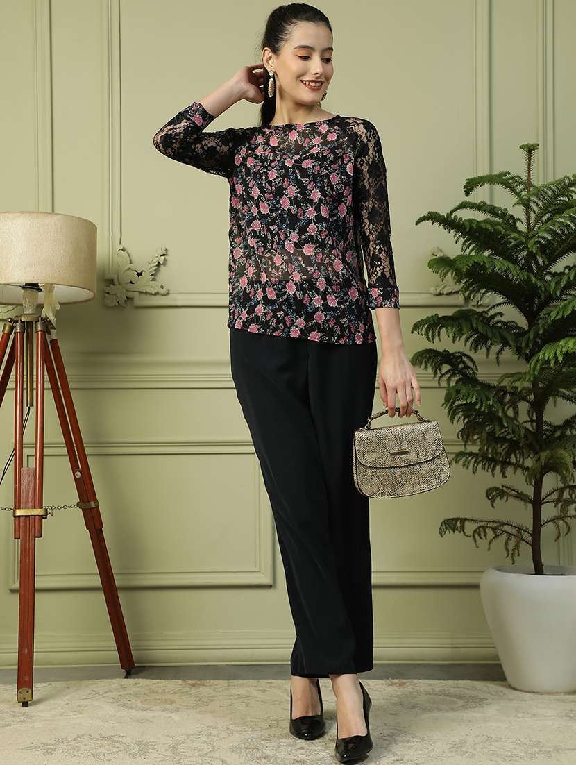 women floral print boat neck regular top - 21992550 - Standard Image - 4