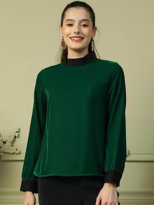 women solid puff sleeve regular top - 21992552 - Standard Image - 0