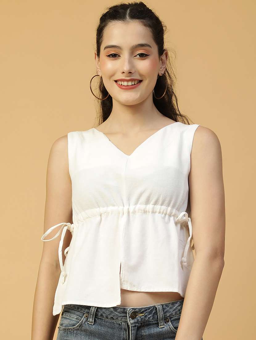 women white solid sleeveless regular top - 21992556 - Zoom Image - 0