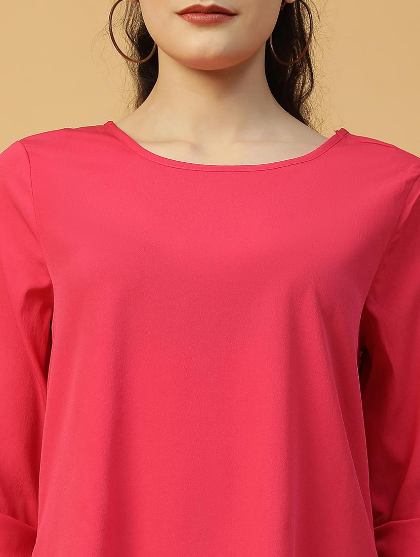 women red solid round neck regulr top - 21992557 - Standard Image - 4