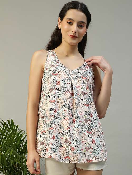 women floral print sleeveless a-line top - 21992559 -  Standard Image - 0