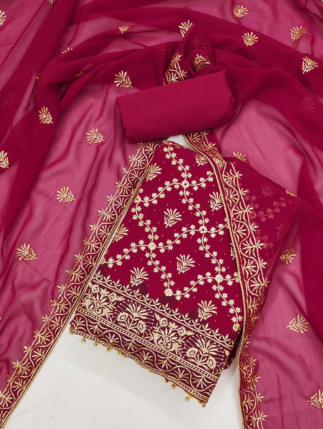 women solid with work embroidered unstitched suit set - 21992566 -  Standard Image - 1