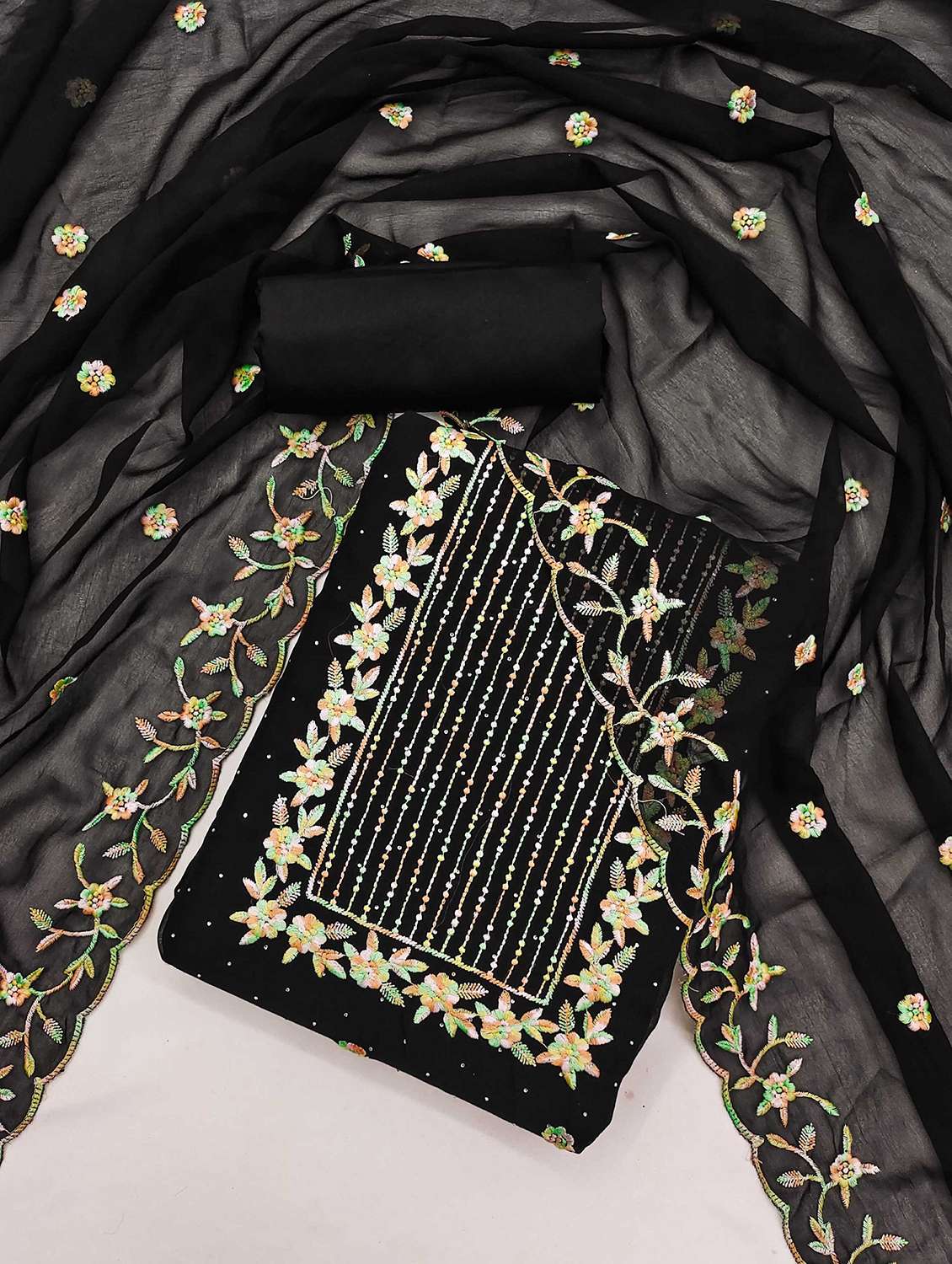 women solid with work embroidered unstitched suit set - 21992920 -  Standard Image - 1