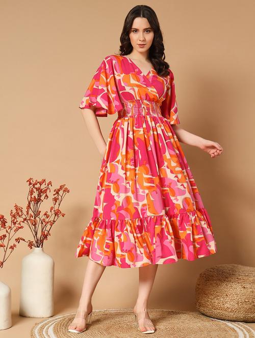 women printed flared sleeve tiered dress - 21993021 -  Standard Image - 0