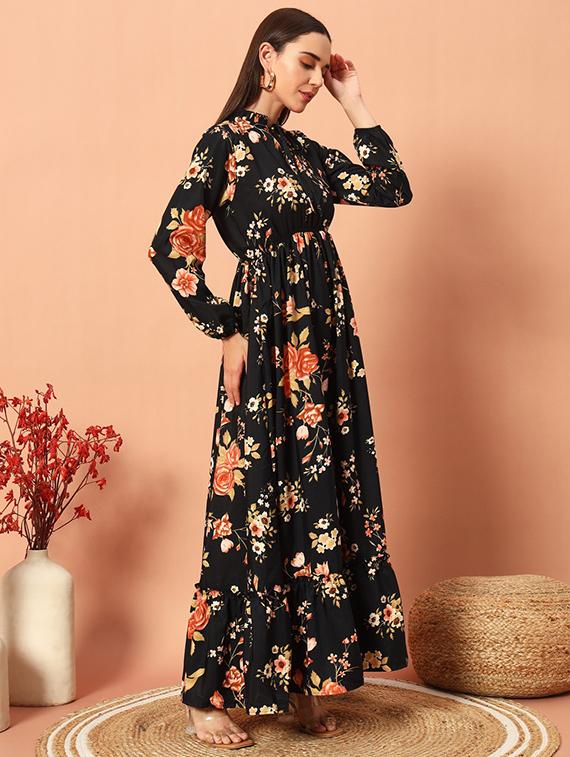 women printed puff sleeve tiered maxi dress - 21993048 -  Standard Image - 1