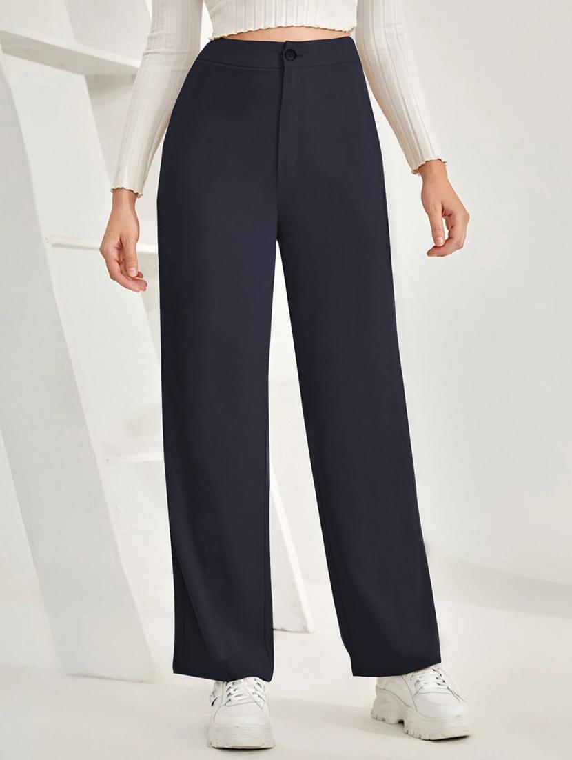 women solid high rise straight trouser - 21993112 -  Zoom Image - 0