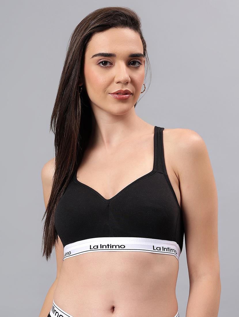 women solid lightly padded sports bra - 21993118 -  Standard Image - 1