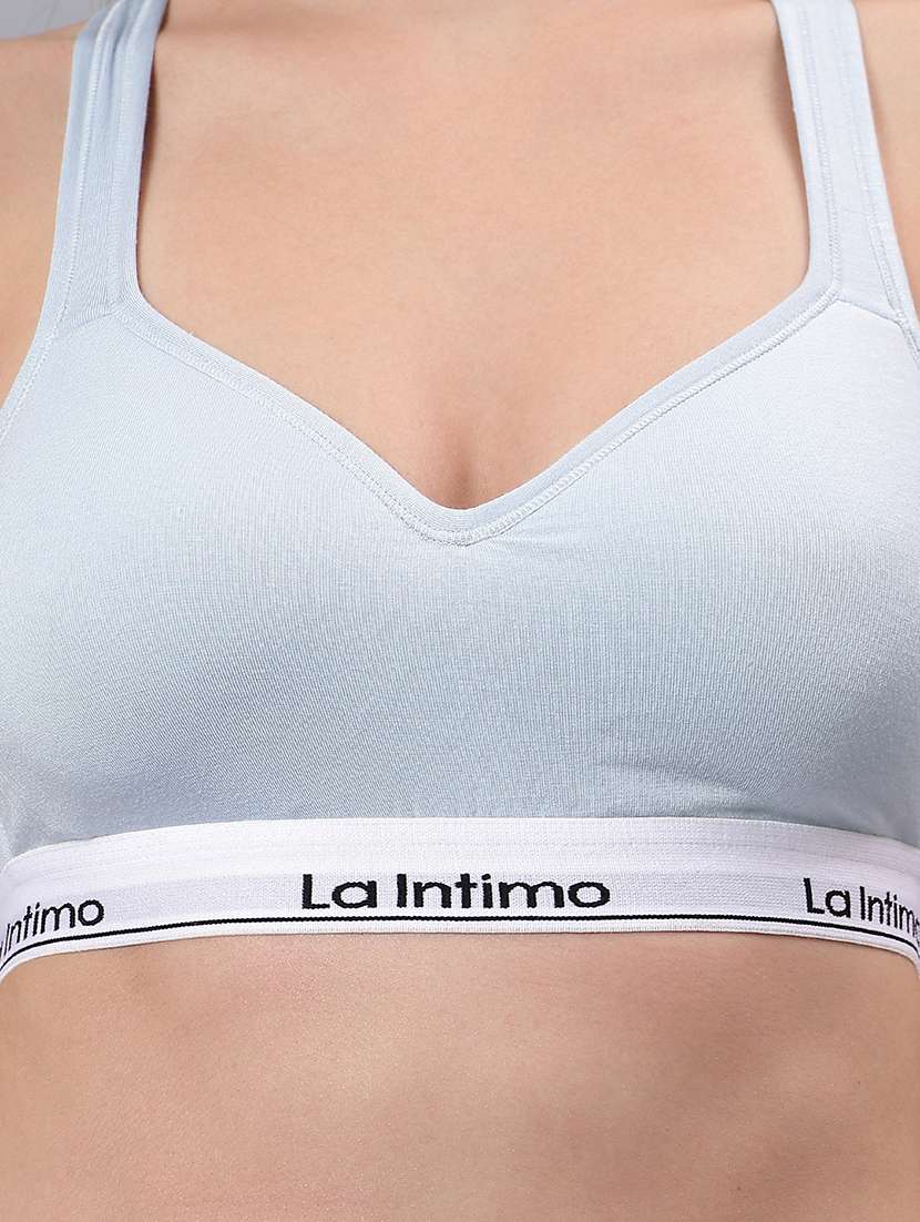 women light blue solid lighty padded sports bra - 21993121 -  Standard Image - 4